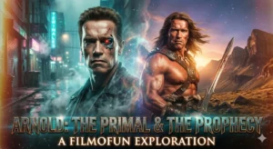 A cinematic mashup of Arnold Schwarzenegger as the Terminator and Conan the Barbarian for Filmofun.