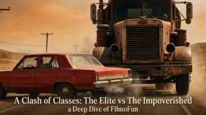 Close-up of the anonymous truck driver's arm hanging out of the rusty truck window with a cigarette, showcasing psychological horror in Steven Spielberg Duel Review.